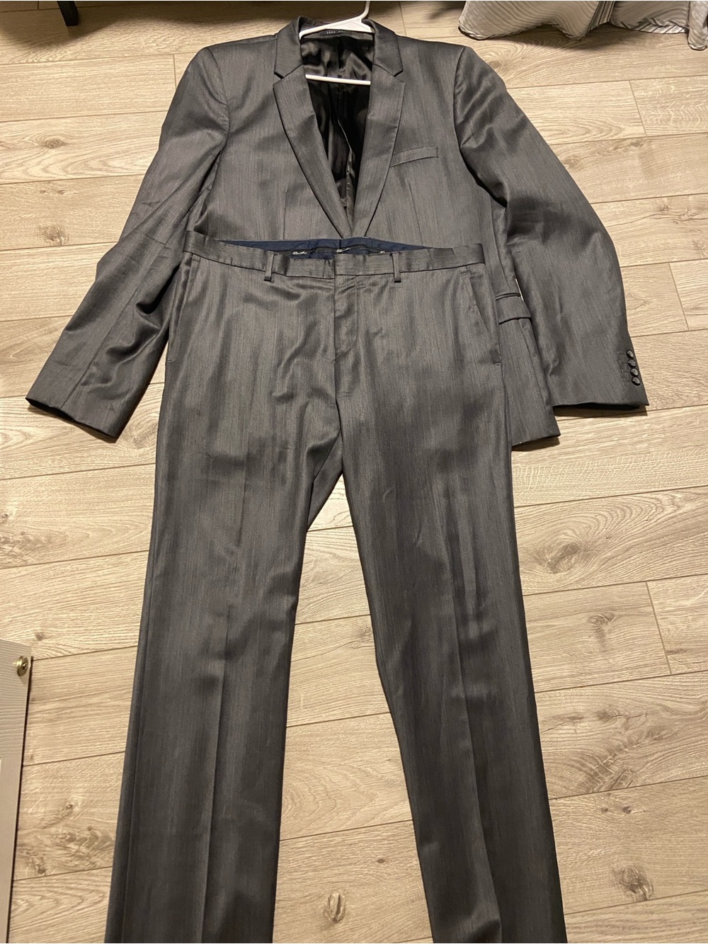 Zara Men's Charcoal Gray Two-Button Suit and Blazer